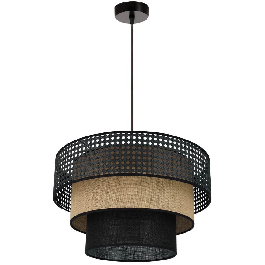 Brilagi - Ljuskrona med textilsladd DAKOTA LUNETA 1xE27/15W/230V diameter 45 cm svart/beige