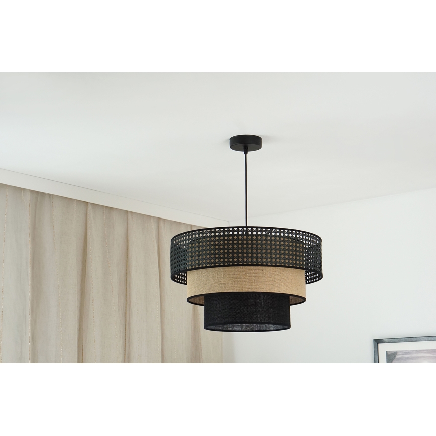 Brilagi - Ljuskrona med textilsladd DAKOTA LUNETA 1xE27/15W/230V diameter 45 cm svart/beige