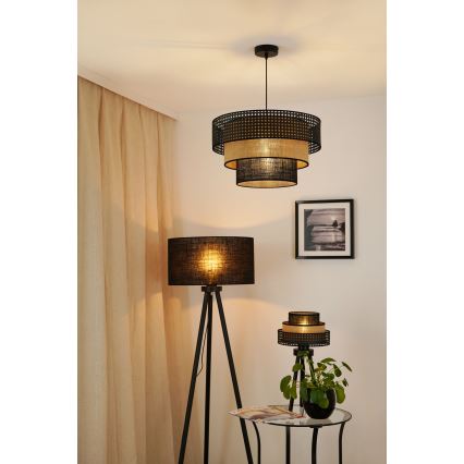 Brilagi - Ljuskrona med textilsladd DAKOTA LUNETA 1xE27/15W/230V diameter 45 cm svart/beige
