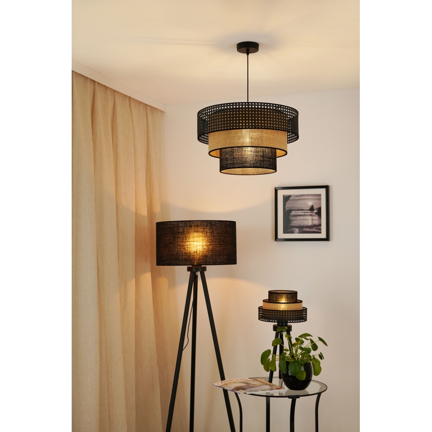 Brilagi - Ljuskrona med textilsladd DAKOTA LUNETA 1xE27/15W/230V diameter 45 cm svart/beige