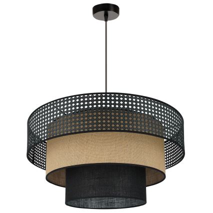 Brilagi - Ljuskrona med textilsladd DAKOTA LUNETA 1xE27/15W/230V diameter 60 cm svart/beige