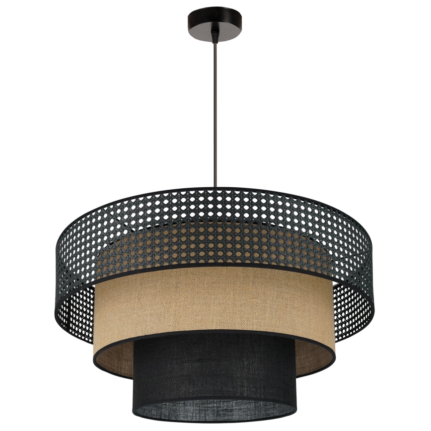 Brilagi - Ljuskrona med textilsladd DAKOTA LUNETA 1xE27/15W/230V diameter 60 cm svart/beige