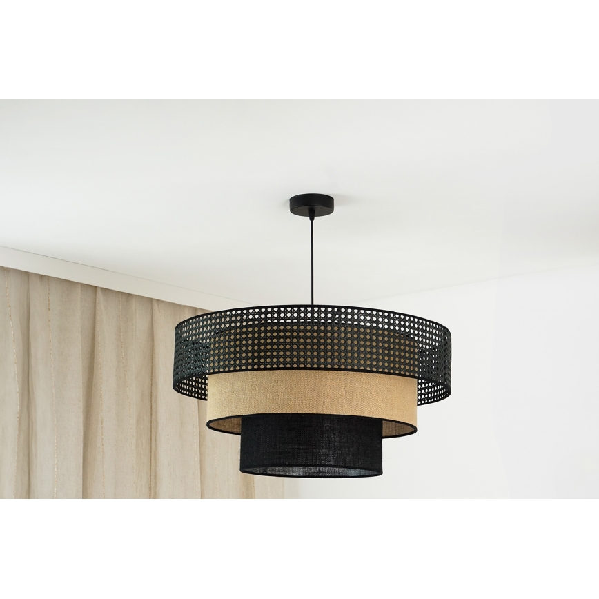Brilagi - Ljuskrona med textilsladd DAKOTA LUNETA 1xE27/15W/230V diameter 60 cm svart/beige