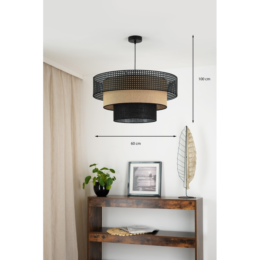 Brilagi - Ljuskrona med textilsladd DAKOTA LUNETA 1xE27/15W/230V diameter 60 cm svart/beige