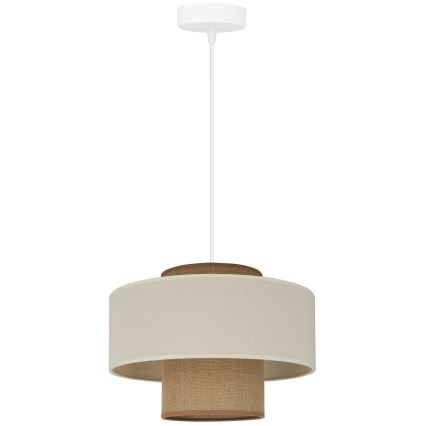 Brilagi - Ljuskrona med textilsladd DALLAS 1xE27/15W/230V diameter 30 cm brun/grädde/vit