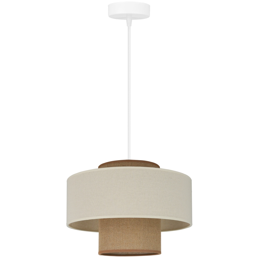 Brilagi - Ljuskrona med textilsladd DALLAS 1xE27/15W/230V diameter 30 cm brun/grädde/vit