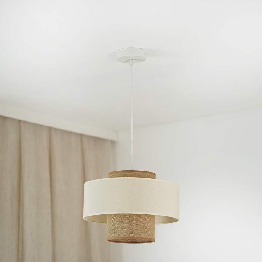 Brilagi - Ljuskrona med textilsladd DALLAS 1xE27/15W/230V diameter 30 cm brun/grädde/vit