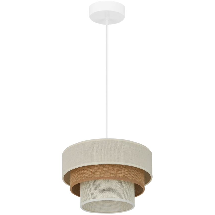 Brilagi - Ljuskrona med textilsladd DENVER LUNETA 1xE27/15W/230V diameter 25 cm beige/brun/grädde