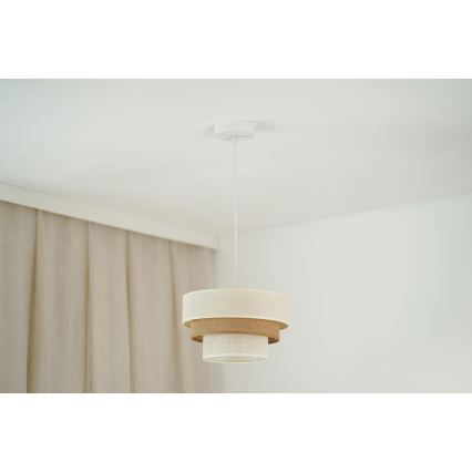 Brilagi - Ljuskrona med textilsladd DENVER LUNETA 1xE27/15W/230V diameter 25 cm beige/brun/grädde