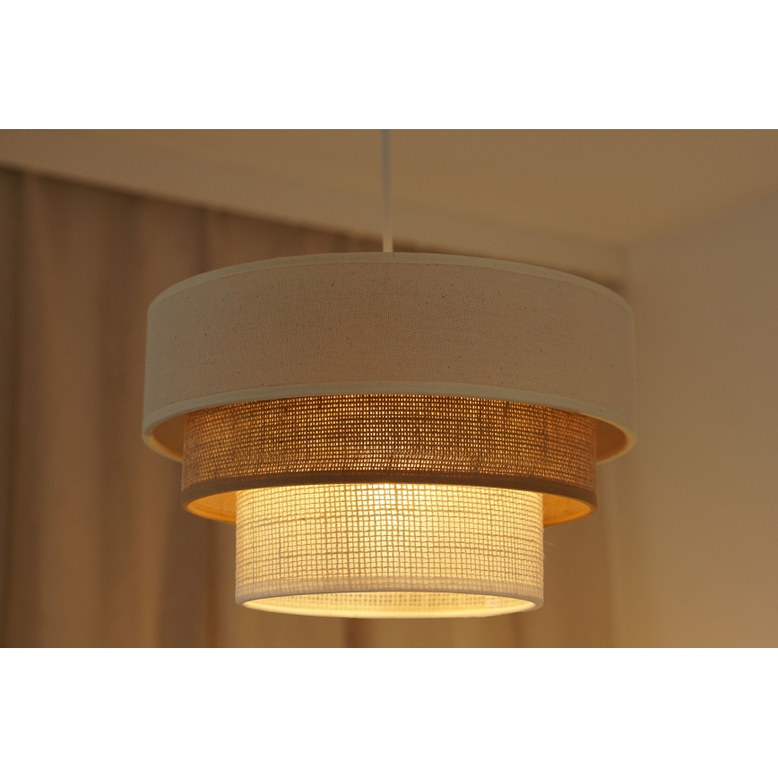 Brilagi - Ljuskrona med textilsladd DENVER LUNETA 1xE27/15W/230V diameter 25 cm beige/brun/grädde