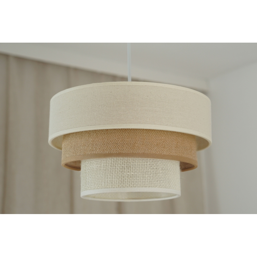 Brilagi - Ljuskrona med textilsladd DENVER LUNETA 1xE27/15W/230V diameter 25 cm beige/brun/grädde