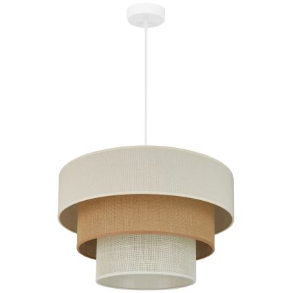 Brilagi - Ljuskrona med textilsladd DENVER LUNETA 1xE27/15W/230V diameter 45 cm beige/brun/grädde