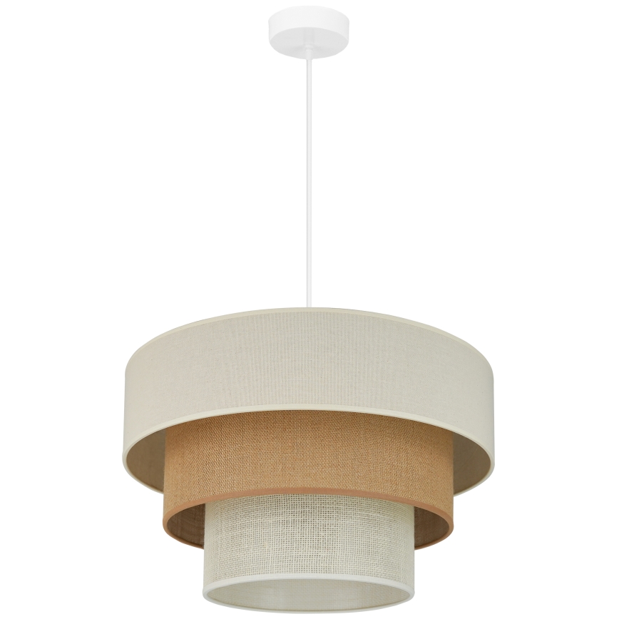 Brilagi - Ljuskrona med textilsladd DENVER LUNETA 1xE27/15W/230V diameter 45 cm beige/brun/grädde