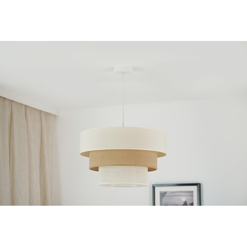 Brilagi - Ljuskrona med textilsladd DENVER LUNETA 1xE27/15W/230V diameter 45 cm beige/brun/grädde