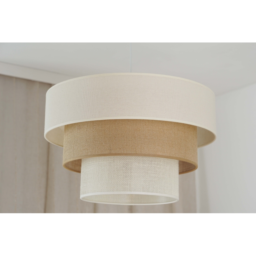Brilagi - Ljuskrona med textilsladd DENVER LUNETA 1xE27/15W/230V diameter 45 cm beige/brun/grädde