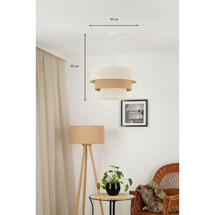 Brilagi - Ljuskrona med textilsladd DENVER LUNETA 1xE27/15W/230V diameter 45 cm beige/brun/grädde