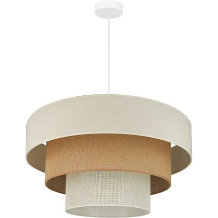 Brilagi - Ljuskrona med textilsladd DENVER LUNETA 1xE27/15W/230V diameter 60 cm beige/brun/grädde