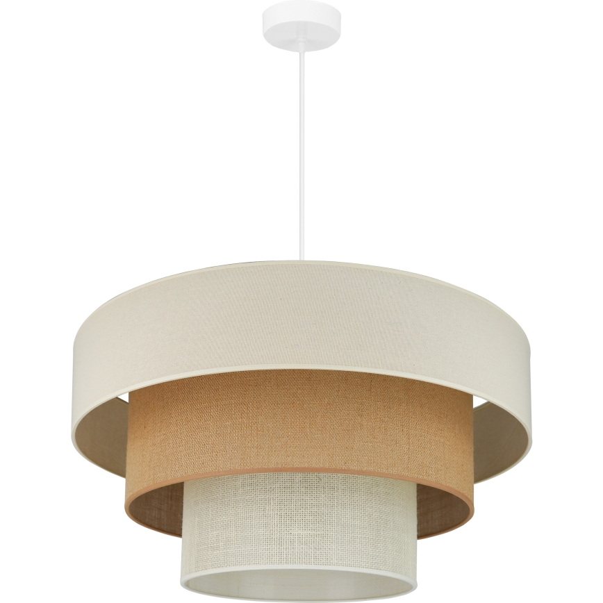 Brilagi - Ljuskrona med textilsladd DENVER LUNETA 1xE27/15W/230V diameter 60 cm beige/brun/grädde