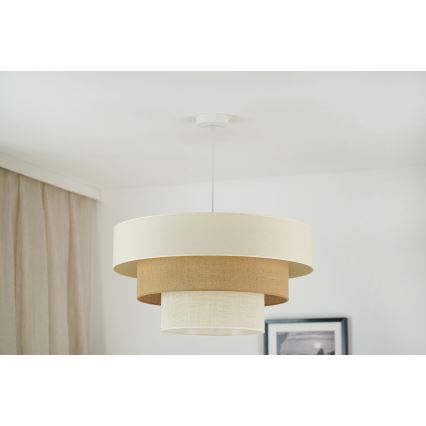 Brilagi - Ljuskrona med textilsladd DENVER LUNETA 1xE27/15W/230V diameter 60 cm beige/brun/grädde