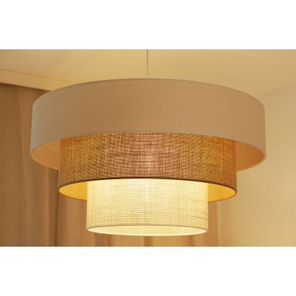 Brilagi - Ljuskrona med textilsladd DENVER LUNETA 1xE27/15W/230V diameter 60 cm beige/brun/grädde