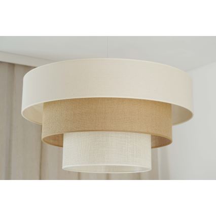 Brilagi - Ljuskrona med textilsladd DENVER LUNETA 1xE27/15W/230V diameter 60 cm beige/brun/grädde