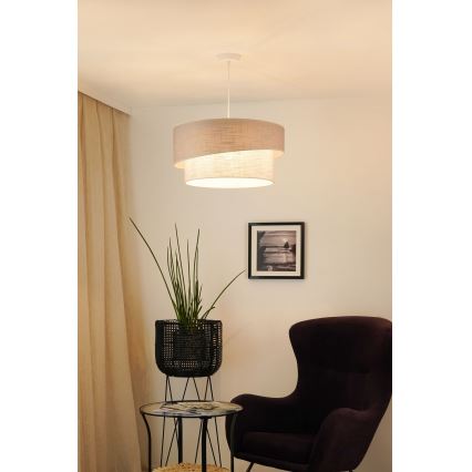 Brilagi - Ljuskrona med textilsladd DOVER SHINE 1xE27/15W/230V diameter 50 cm grå/grädde