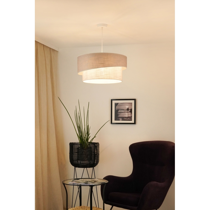 Brilagi - Ljuskrona med textilsladd DOVER SHINE 1xE27/15W/230V diameter 50 cm grå/grädde