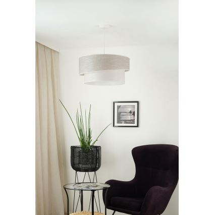 Brilagi - Ljuskrona med textilsladd DOVER SHINE 1xE27/15W/230V diameter 50 cm grå/grädde