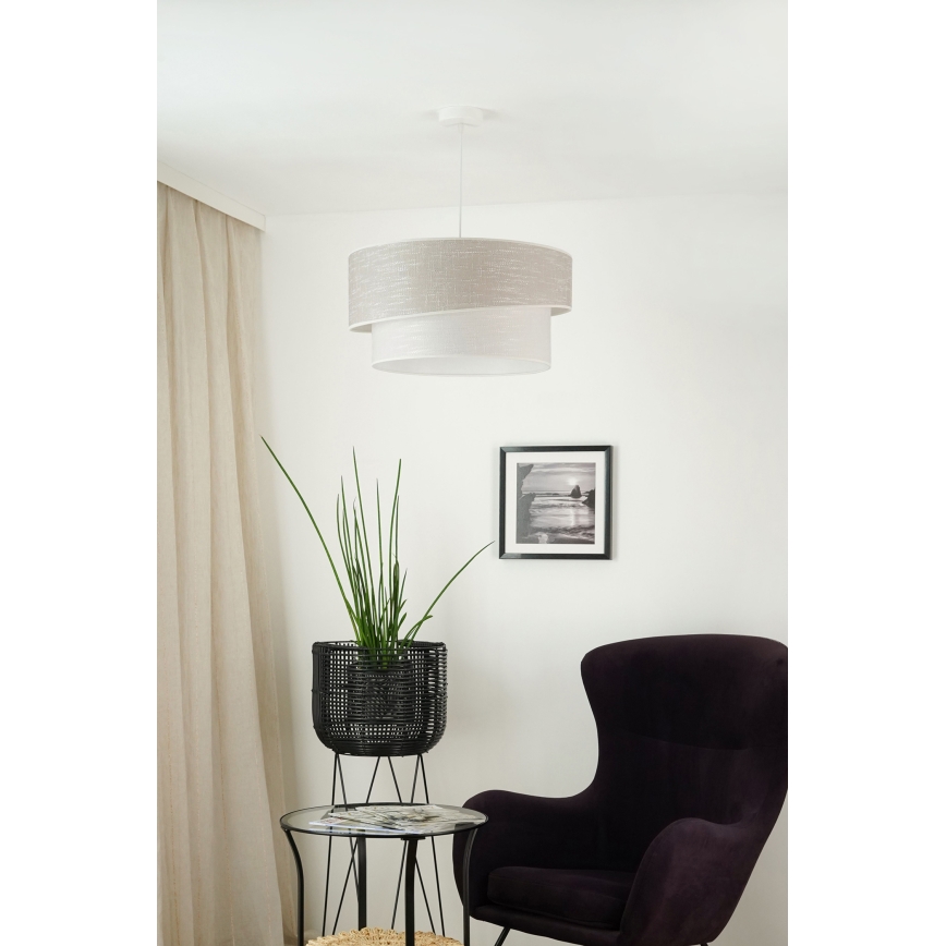 Brilagi - Ljuskrona med textilsladd DOVER SHINE 1xE27/15W/230V diameter 50 cm grå/grädde