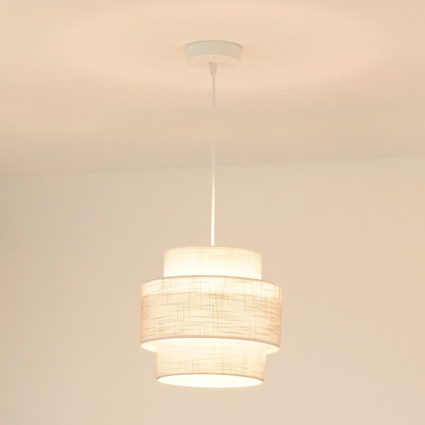 Brilagi - Ljuskrona med textilsladd DOVER SPACE 1xE27/15W/230V diameter 25 cm grå/grädde
