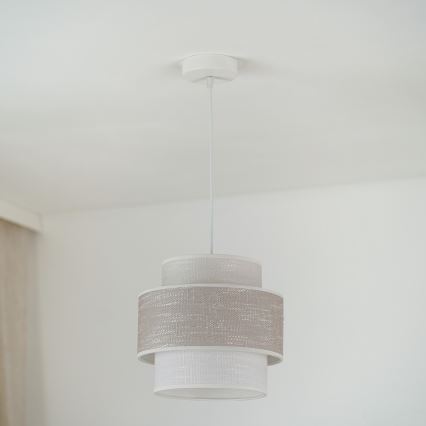 Brilagi - Ljuskrona med textilsladd DOVER SPACE 1xE27/15W/230V diameter 25 cm grå/grädde