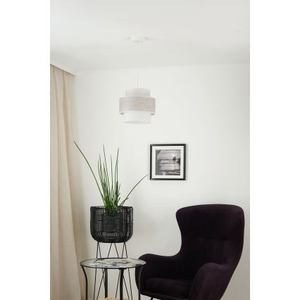 Brilagi - Ljuskrona med textilsladd DOVER SPACE 1xE27/15W/230V diameter 25 cm grå/grädde