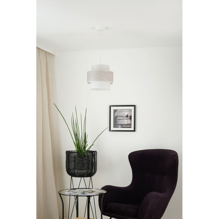 Brilagi - Ljuskrona med textilsladd DOVER SPACE 1xE27/15W/230V diameter 25 cm grå/grädde