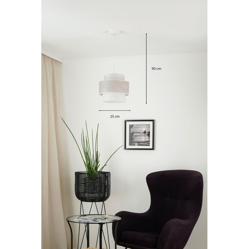Brilagi - Ljuskrona med textilsladd DOVER SPACE 1xE27/15W/230V diameter 25 cm grå/grädde