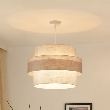 Brilagi - Ljuskrona med textilsladd DOVER SPACE 1xE27/15W/230V diameter 50 cm grå/grädde