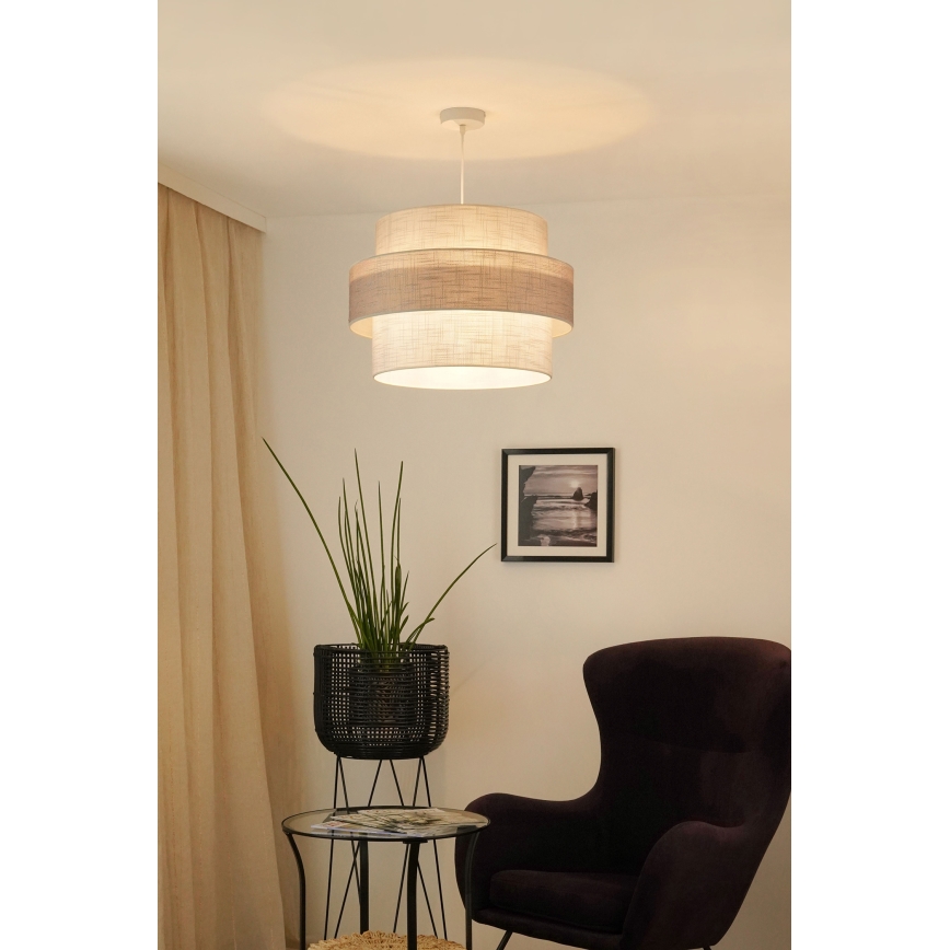 Brilagi - Ljuskrona med textilsladd DOVER SPACE 1xE27/15W/230V diameter 50 cm grå/grädde