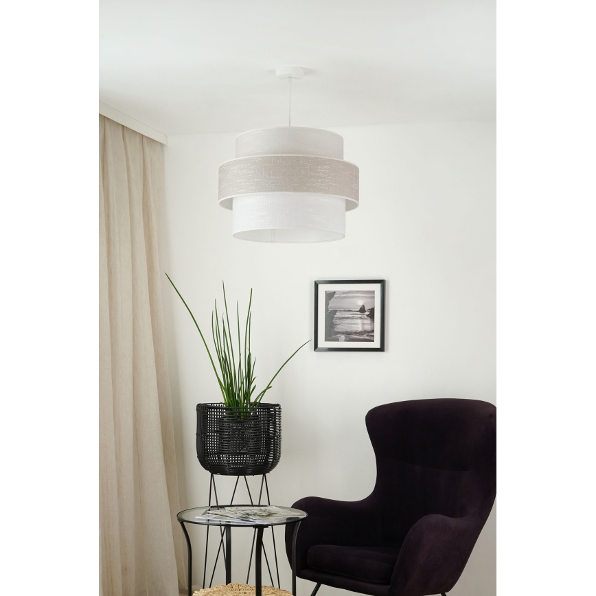 Brilagi - Ljuskrona med textilsladd DOVER SPACE 1xE27/15W/230V diameter 50 cm grå/grädde