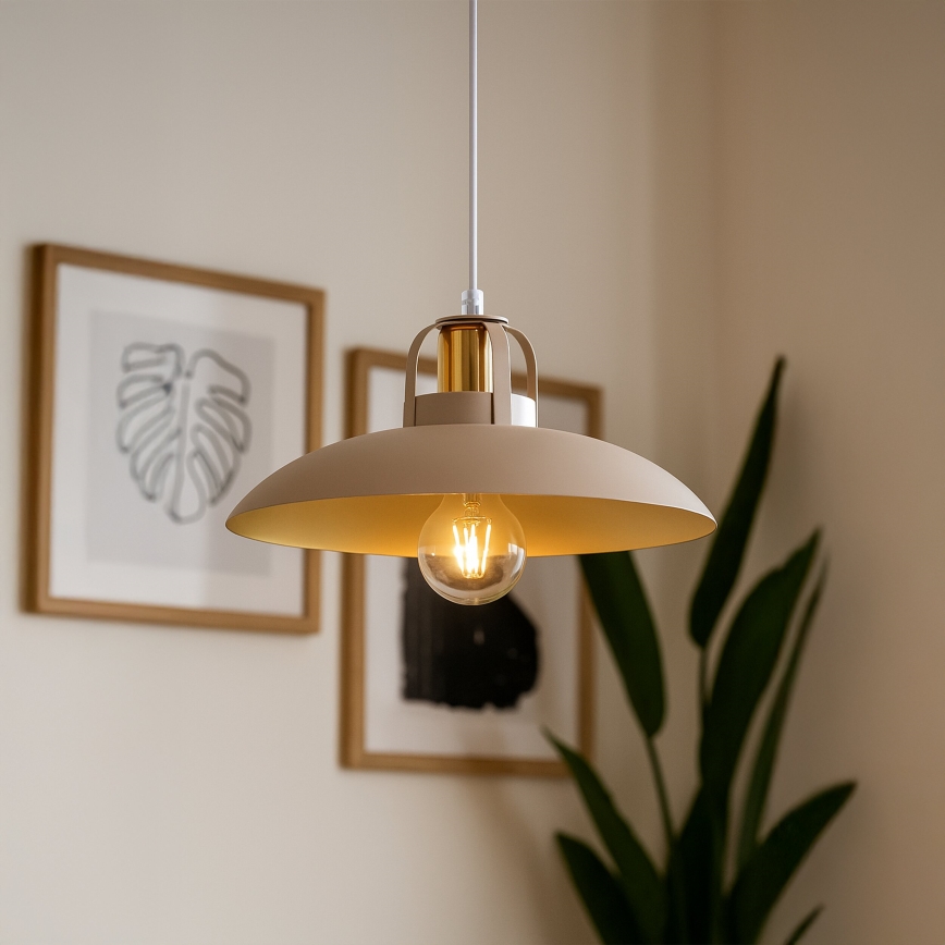 Brilagi - Ljuskrona med textilsladd FLAMENGO 1xE27/60W/230V beige