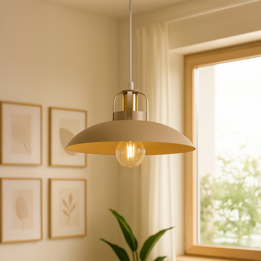 Brilagi - Ljuskrona med textilsladd FLAMENGO 1xE27/60W/230V beige