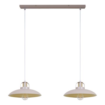 Brilagi - Ljuskrona med textilsladd FLAMENGO 2xE27/60W/230V beige