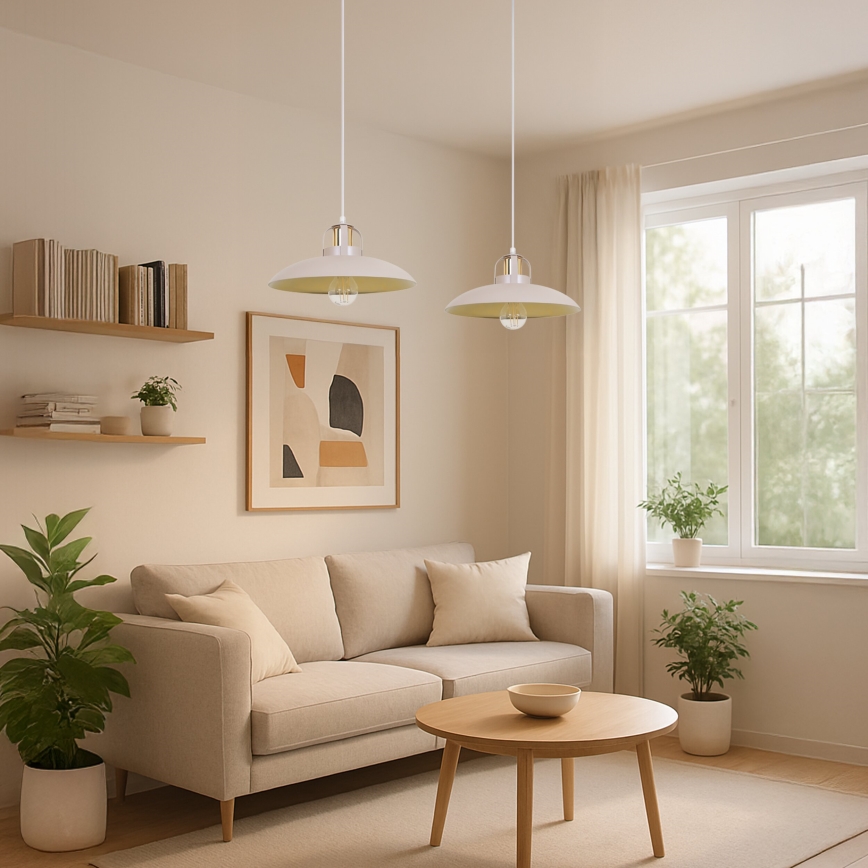 Brilagi - Ljuskrona med textilsladd FLAMENGO 2xE27/60W/230V beige