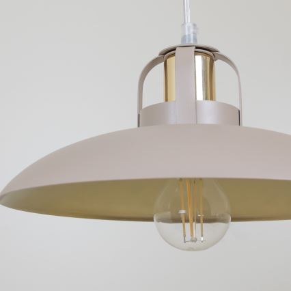 Brilagi - Ljuskrona med textilsladd FLAMENGO 2xE27/60W/230V beige
