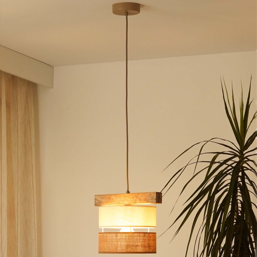 Brilagi - Ljuskrona med textilsladd FOREST 1xE27/15W/230V tall/beige/grädde
