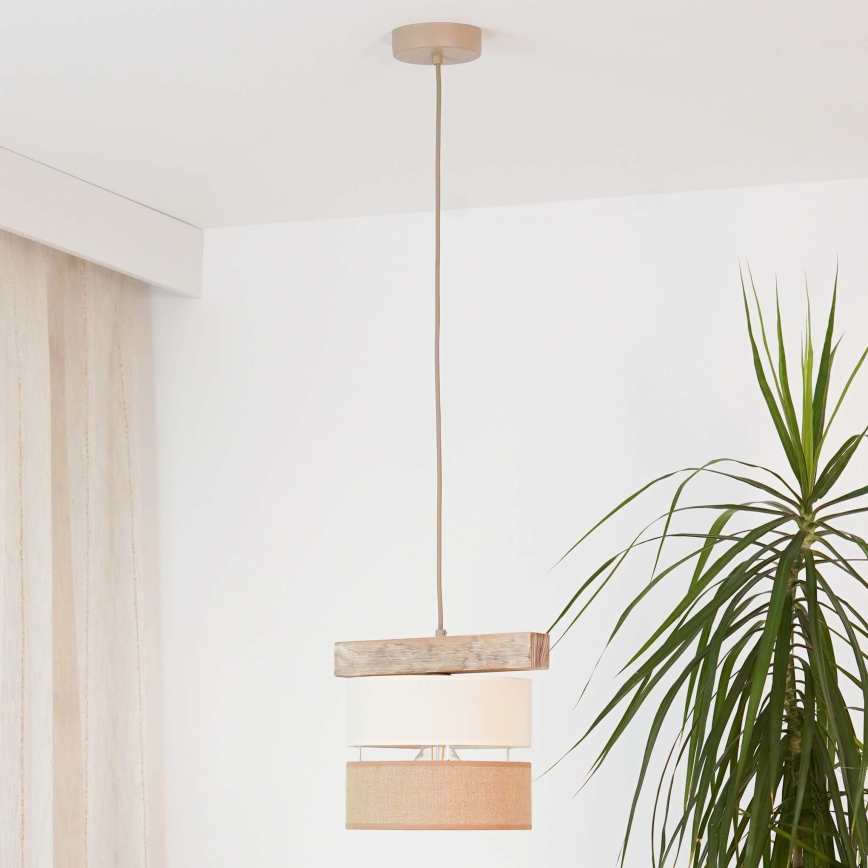 Brilagi - Ljuskrona med textilsladd FOREST 1xE27/15W/230V tall/beige/grädde