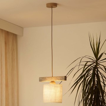 Brilagi - Ljuskrona med textilsladd FOREST 1xE27/15W/230V tall/brun/grädde