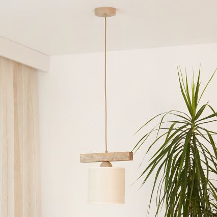 Brilagi - Ljuskrona med textilsladd FOREST 1xE27/15W/230V tall/brun/grädde