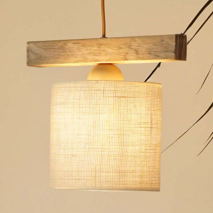Brilagi - Ljuskrona med textilsladd FOREST 1xE27/15W/230V tall/brun/grädde