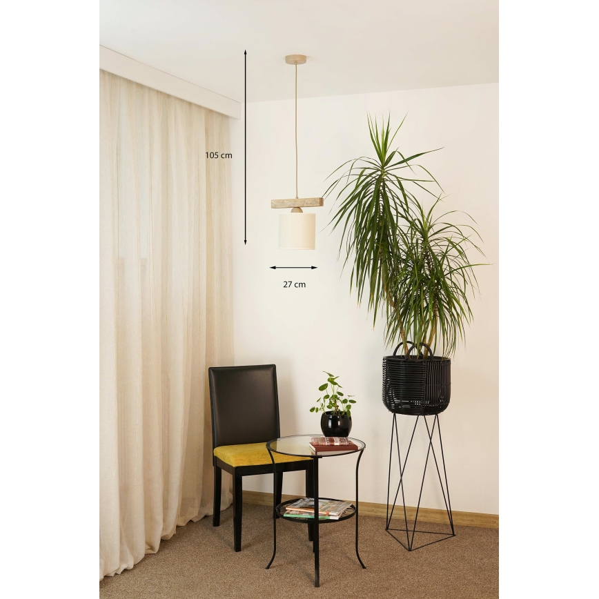 Brilagi - Ljuskrona med textilsladd FOREST 1xE27/15W/230V tall/brun/grädde
