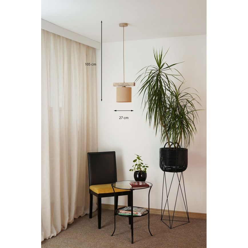 Brilagi - Ljuskrona med textilsladd FOREST 1xE27/15W/230V tall/brun