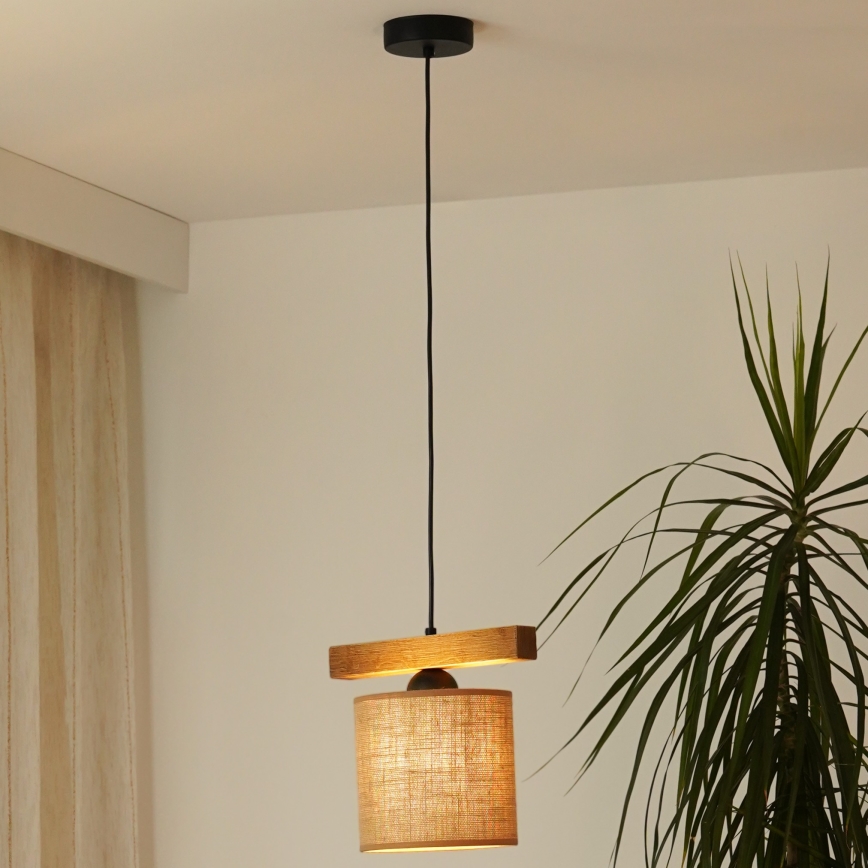 Brilagi - Ljuskrona med textilsladd FOREST 1xE27/15W/230V tall/brun/svart